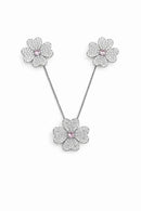 Conjunto Flor Zircônias Rosé