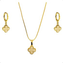 Conjunto Trevo Madrepérola Dourado