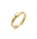 Anel Ajustável Coração Liso Banhado a Ouro 18K